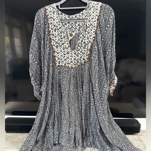 🩶 Free People One-Mix Print Tunic/Mini Dress/ Size Small